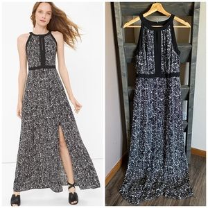 White House Black Market WHBM Printed Sleeveless Maxi Dress